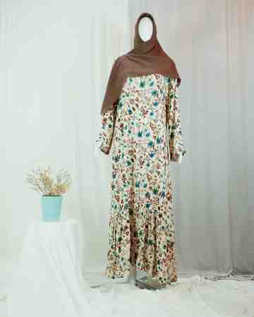 Zahra Long Dress Brown Flowery image