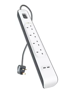 Belkin BSV401 4-Outlet 2-Meter Surge Protection Strip with 2 USB Charging Ports BKN-BSV401SA2M