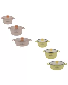 [Bundle] Delighto Macaron Series Sauce Pot 16cm + Sauce Pot 20cm + Low Casserole 24cm