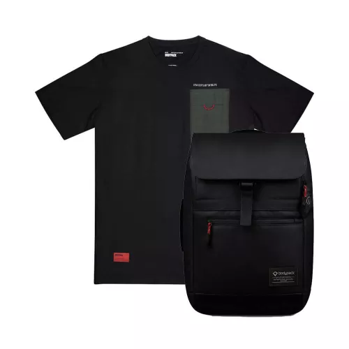 Bodypack Lt. Modest 1.0 Laptop Backpack - Black + Bodypack Amber Short Sleeves T-Shirt - Black