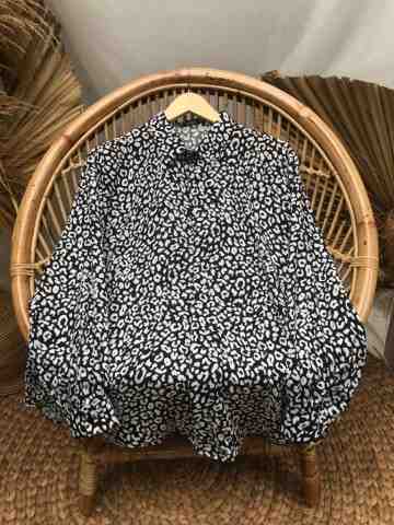 Oversized Shirt Pattern - Animal Black