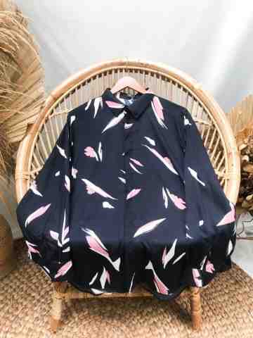 Oversized Shirt Pattern - Navy Fur Pink