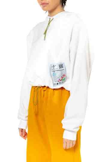 Tidy Cropped Hoodie White on White