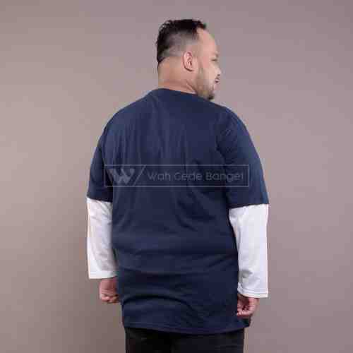 Kaos Polos Panjang Double Layer Pria Jumbo Big Size Ukuran Besar WGB NAVY
