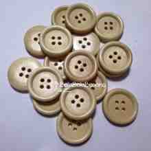 Kancing Wood Round Button Ivory 4 Holes