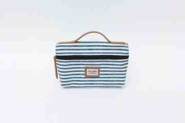 Navy Striped Cosmetic Pouch image