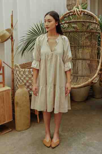 Amari Linen Dress Beige image
