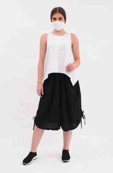 ICONS TIE AT BACK ASYM SLEEVELESS TOP