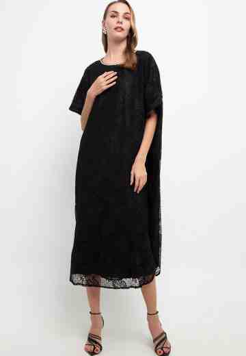 CHIC SIMPLE CRYSTAL CHAIN SHIMMER LACE KAFTAN