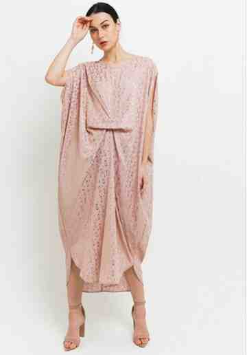 CHIC SIMPLE GOLD ETHNIC PRINT RUCHED KAFTAN