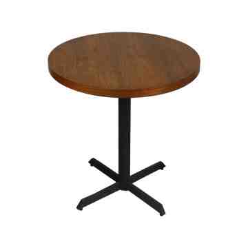 Set Top Table Round Walnut 60x60 & Table Base Single Cross