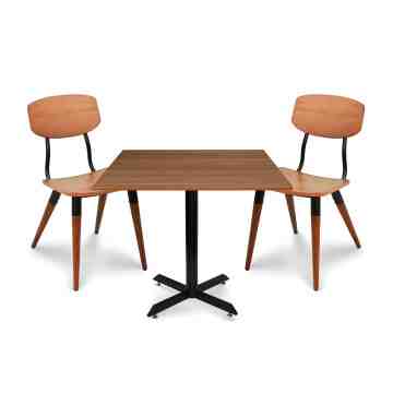 Table Set 2 Sailor + Single Cross Walnut 60x60