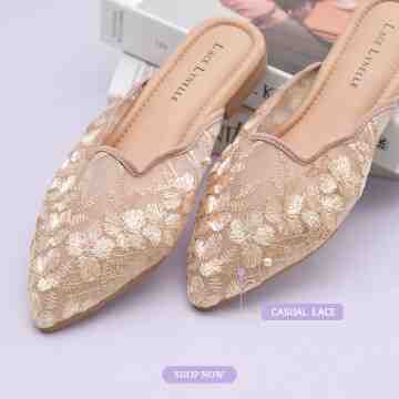 LACE LYNELLE MULES ALLIFA GOLD