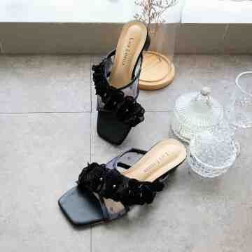 LACE LYNELLE HEELS CHUNKY FREESIA BLACK