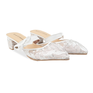 LACE LYNELLE HEELS CHUNKY ALLORA WHITE