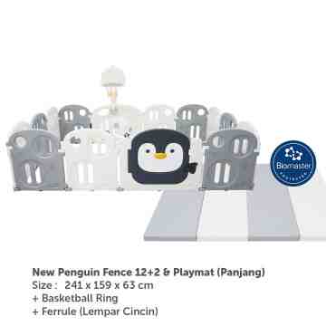 Pagar Bayi/Baby Fence Penguin+Playmat Panjang Antibakterial 12+2
