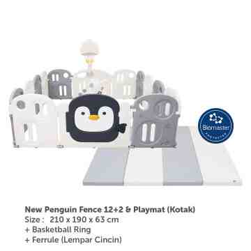 Pagar Bayi/Baby Fence Penguin+Playmat Kotak Antibakterial 12+2
