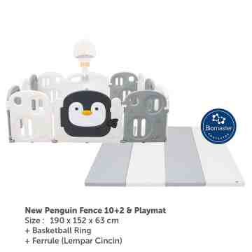 Pagar Bayi / Baby Fence Penguin + Playmat Antibakterial 10+2