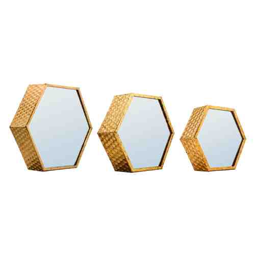 Lumikasa Cermin 3D Metal Hexagon, Set of 3
