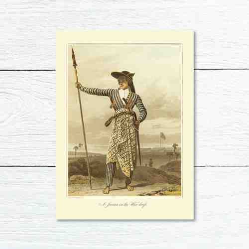 Old East Indies Greeting Card A Javan in the War dress