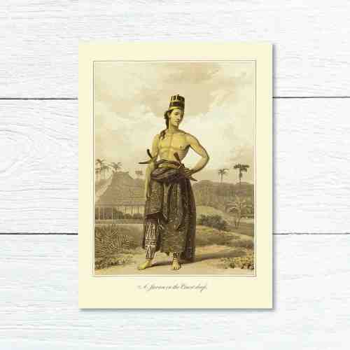 Old East Indies Greeting Card A Javan in the Court dress