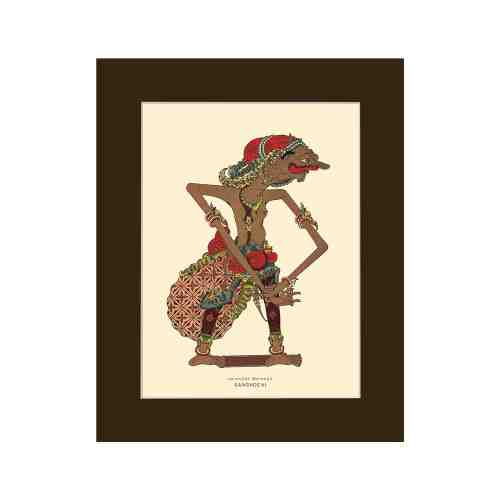 Old East Indies Indonesian Wayang Figures - Sangkoeni Cardboard Frame