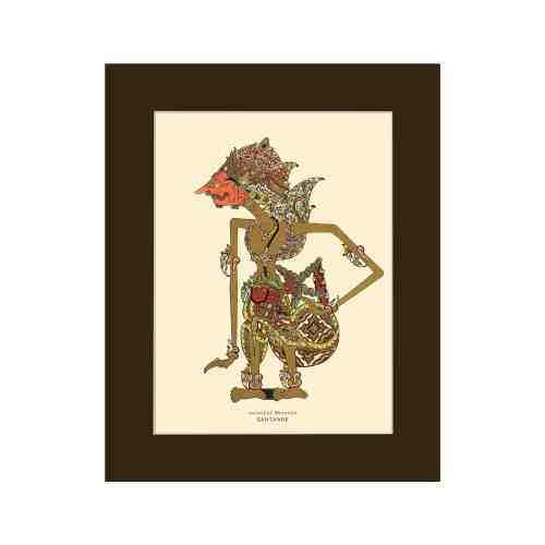 Old East Indies Indonesian Wayang Figures - Santanoe Cardboard Frame