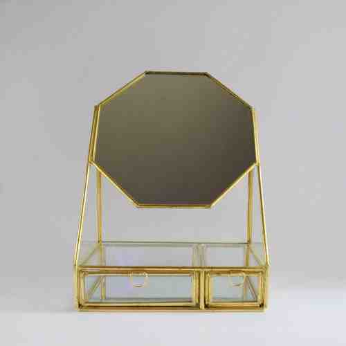 Harriet and Co Octagon Mirror Brass Box