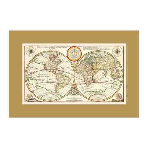 Old East Indies Carte Generalu De Monde Cardboard Frame