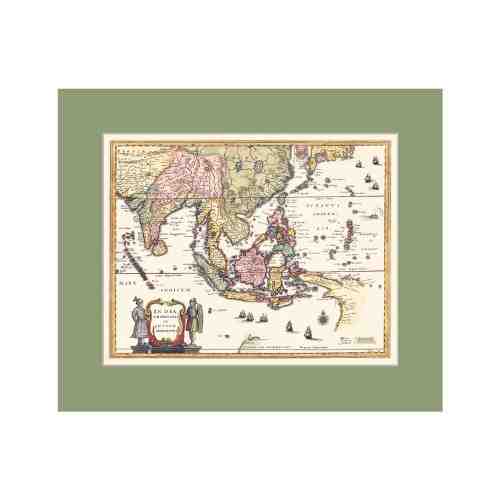Old East Indies India Orientalis C. 1638 (Merian SEA) Cardboard Frame