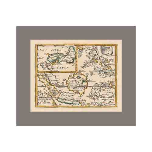 Old East Indies Indonesia and Japan - Year 1692 Cardboard Frame