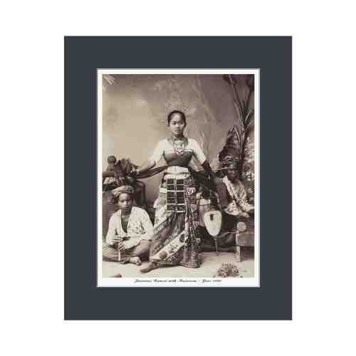 Old East Indies Indonesian Dancer and Musicians 1880 Cardboard Frame