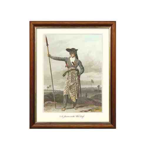 Old East Indies Frame Javan in War Dress - Year 1817
