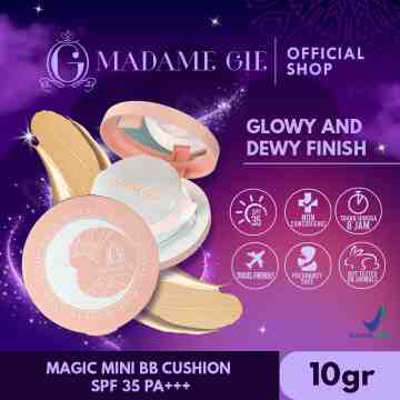 Madame Gie Magic Mini BB Face Cushion - SPF 33 PA++ Dewy Finish Foundation Tidak Menyumbat Pori-Pori