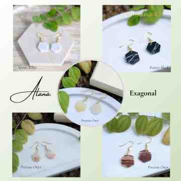 Alana Exagonal Marble Earrings-Marble Jewelry