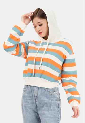 Candy Stripe Hoody sweater in Tosca image