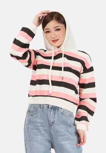 Candy Stripe Hoody sweater in Black image