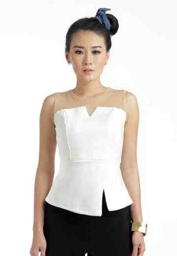 Accalia Blouse with Tulle in White image