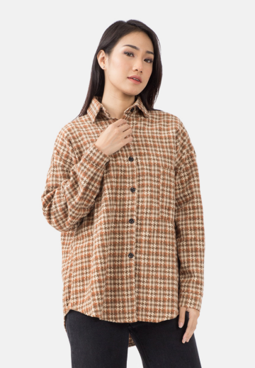 Rei Oversized Flanel Shirt in Camel image