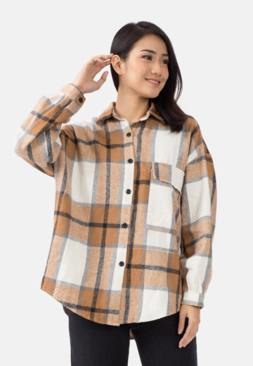 Rio Oversized Flanel Shirt in Brown image