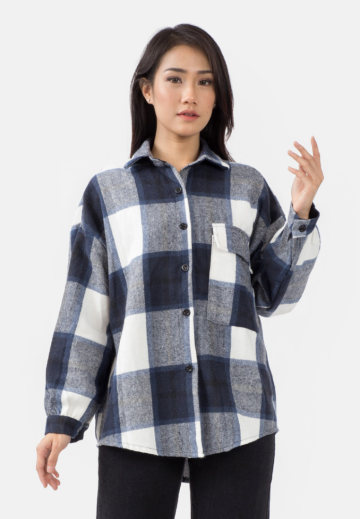 Rio Oversized Flanel Shirt in Navy image