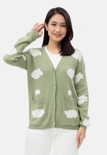 Cloud Knit Cardigan in Green image