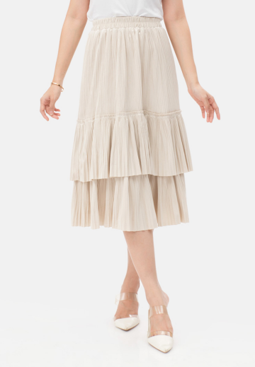 Mira Pleats Skirt in Cream image