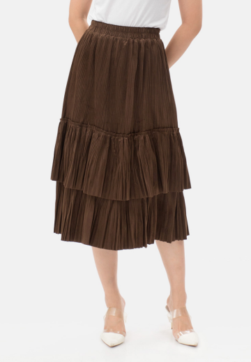 Mira Pleats Skirt in Brown image