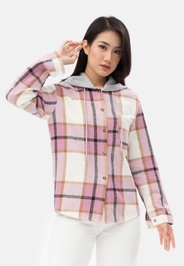 Jean Hoody Flanel Shirt in Pink image