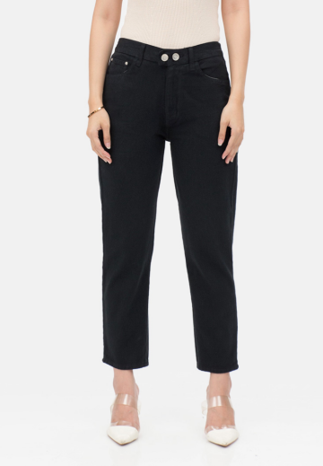 Tapared Two Button Jeans in Black image