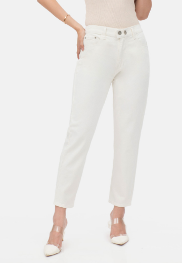 Tapared Two Button Jeans in White image