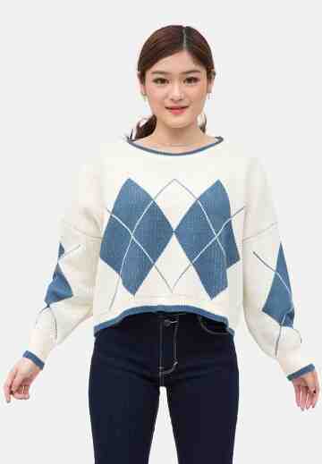 Diamond Crop Sweater in Blue image