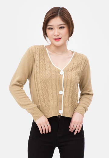 Viona Cardigan Cable in Beige image