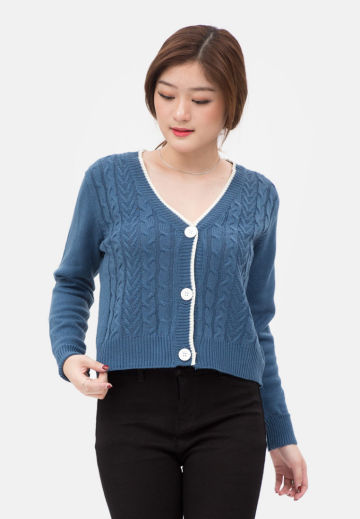 Viona Cardigan Cable in Blue image